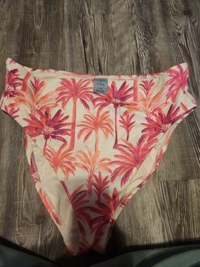 Palm Tree Print Bikini Bottoms in Pink & Coral
